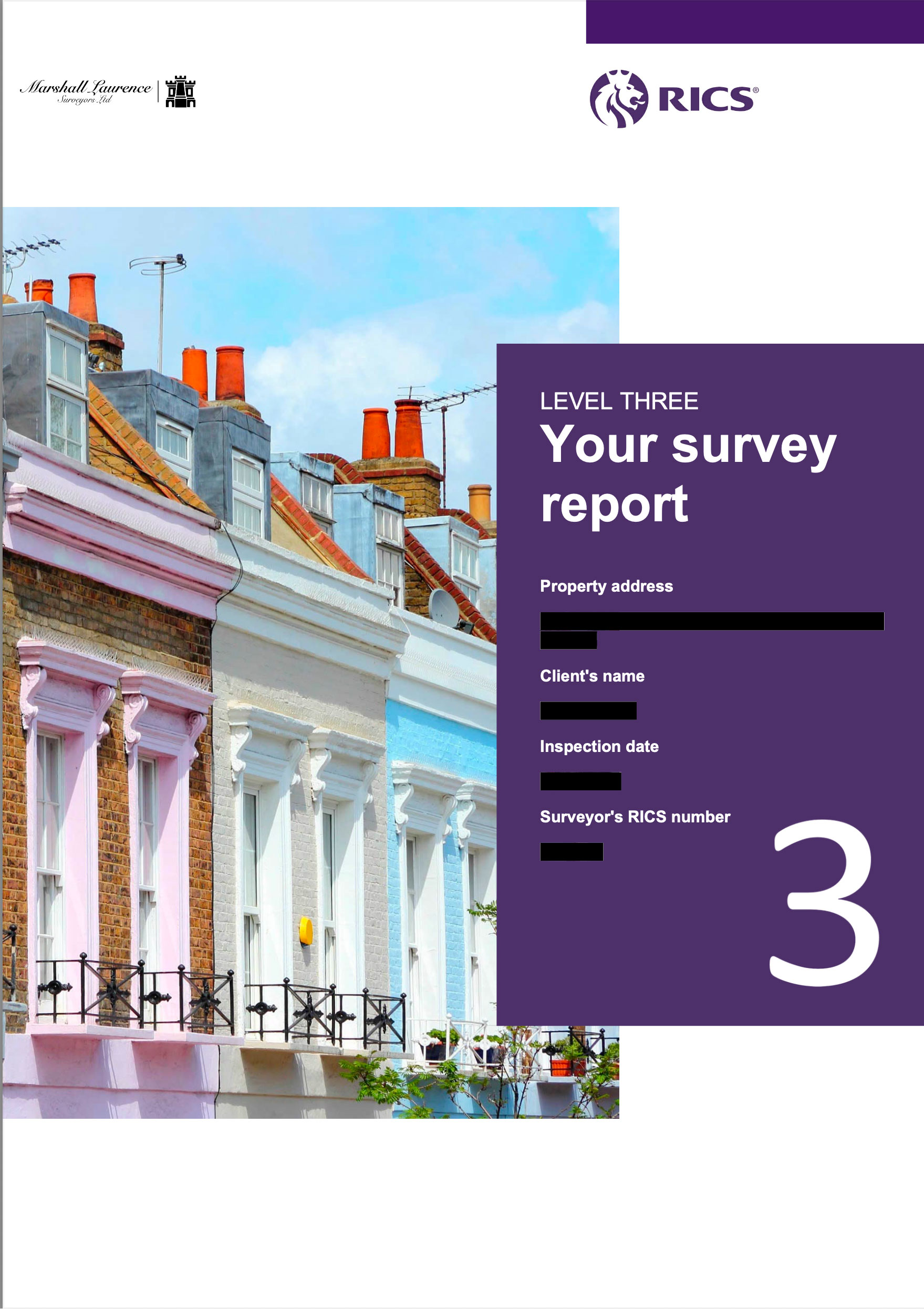 Scan of the cover page of a Level 3 building survey